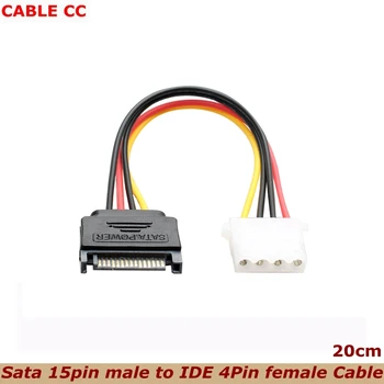 Arvuti Juhul 15 Pin SATA Isane 4 Pin Molex Naine IDE HDD Power kõvaketas Kaabel Kvaliteetse 20cm