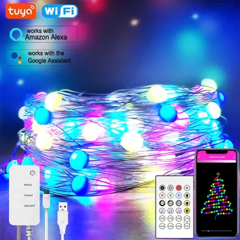 10m 66 Led Tuya Smart LED WiFi Haldjas String Valgus Magamistuba Pulmapidu Aed RGB RGBIC USB 5V USB Led Riba Puhkus Valgustus
