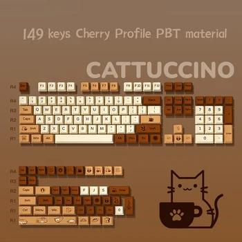 149 võtmed kass cappuccino teema Kirss Profiili PBT materjalist pruun mehaanilise klaviatuuri