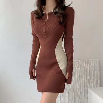 Vestido Feminino Kleidid Korea Paks Soe Sügis Naine Rõivad, V.a Silmkoelised Talvel Elegantne Vintage Tahke Kampsun Kleit Naiste 2022