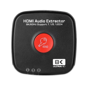 HDMI-2.1 Audio Extractor 8K@60Hz 7.1 CH/5.1 CH/2CH Stereo Extractor Converter TOSLINK Optiline SPDIF + 3.5 mm Audio Splitter Adapter
