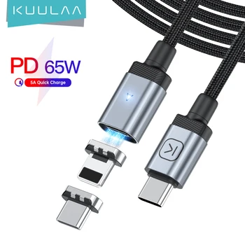 KUULAA USB-C Kaabel PD 65W Magnet USB Type C Kaabel C Äike Kaabel iPhone 14 13 12 11 Samsung Telefonid Magnet Kaabel