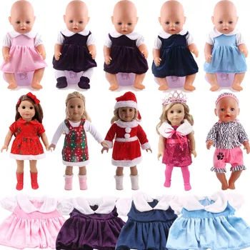 Coral Fliis Materjalist Kleit Jõulud Kleit 18 Tolline Ameerika Ja 43cm Uuestisündinud Baby Doll Riided , Aksessuaarid, Meie Põlvkond