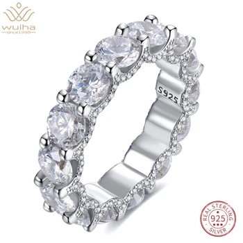 WUIHA Reaalne 925 Sterling Hõbe 3EX Ring Tükeldatud Valge Safiir Gemstone Rida Teemante Ring Naiste Aastapäeva Kingitus Tilk Laevandus