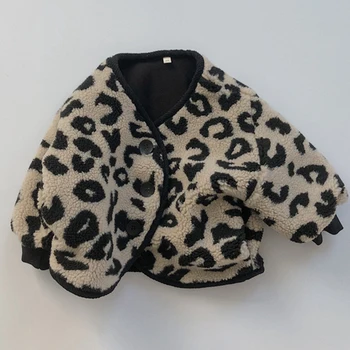 Beebi Tüdrukute Riided 2022 Kevadel, Sügisel Uus Mood Korea Stiilis Leopardi Paksenenud Soe Jakk Poiste Talve Mantel Laste Outwear