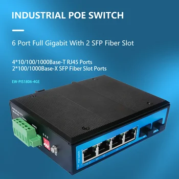 Tööstus-POE Switch 10/100/1000Mbps Ethernet Switch Täielik Gigabit Kiudaineid Lüliti Base-T DIN IP40 6KV Tööstus Võrgustik Lüliti