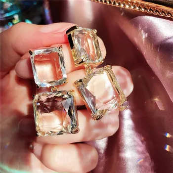 FYUAN Fashion Square Crystal Tilk Kõrvarõngad Naistele GeometricTransparent Tolknema Kõrvarõngad Avaldus Ehted Kingitused