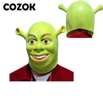 COZOK Roheline Shrek Lateks Maskid Filmi Cosplay Prop Täiskasvanud Looma Poole Mask Halloween Kostüüm Kostüüm Ball