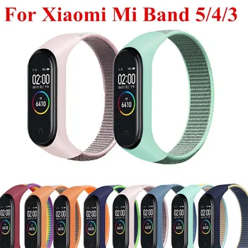 Klassikaline Nailon Watchband jaoks Xiaomi Mi Band 5 4 3 Fashion Sport Nutikas Käevõru Käekell Asendamine Rihma Mi Band 3 4 5