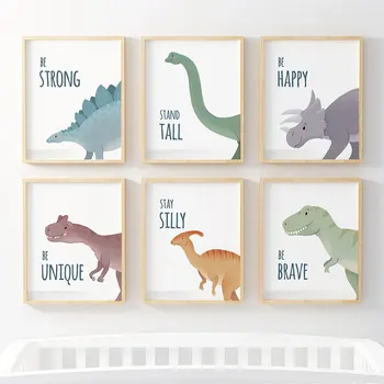 Nordic Cartoon Art Dinosaurus Plakat Minimalistlik Olema Tugev Hinnapakkumisi Lõuendile Maali Kawaii Seina Pilt Baby Room Dekoratsioon