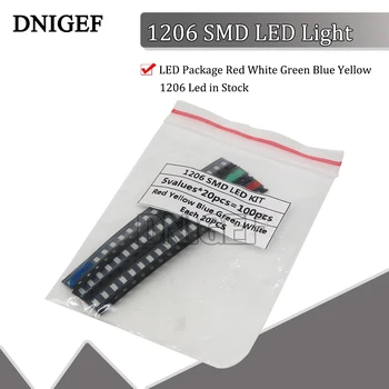 100TK SMD 1206 LED Light Pakett LED Pakett Punane Valge Roheline Sinine Kollane 1206 Led Varus Uus Originaal