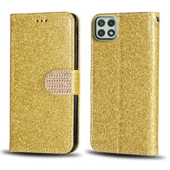 Bling Diamond Nahast Rahakott Nahast Case For Samsung Galaxy A22 5G telefoni kate