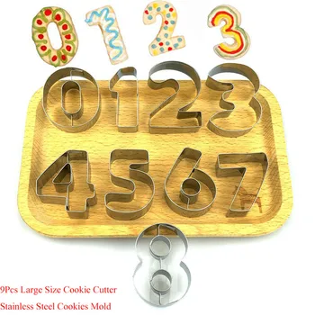 9Pcs 3D Loominguline Number Kujuline Cookie Cutters Määra Premium Roostevabast Terasest Biskviit Hallituse Fondant Lõikur Köök, Küpsetamine, Tööriist