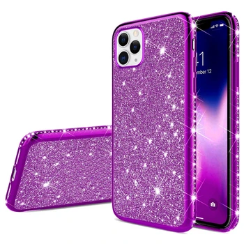 Läikiv Bling Diamond Glitter Case For iPhone mini 12 11 Pro X XS MAX XR 7 8 Plus 6s 6 SE 2020 Rhinestone Pehmest Silikoonist Kate Tagasi