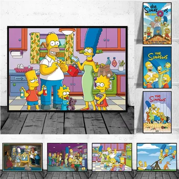 Disney Cartoon Simpsonid Plakati Print Anime, Joonis Lõuendil Maali jaoks Nursey Magamistoaga Kodu Kaunistamiseks Seina Art Pilt Cuadros