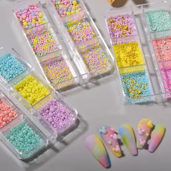 Macarone Värvikas Vaht Palli Ring Crystal Helmed 3D Segatud Suurus Candy Värvi Vaik Akrüül Mull Palli DIY Nail Art Rhinestones