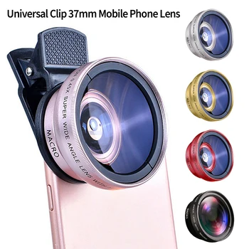 2 IN 1 Objektiivi Universaalne Klamber 37mm Mobiiltelefoni Objektiivi Professionaalne 0.45 x 49uv Super Wide-Angle + Makro HD Objektiiv iPhone ja Android