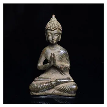 Antiik Mitmesugust Käsitööd Messing Väike Buddha Ornament Lett Mood Pronksist Skulptuur