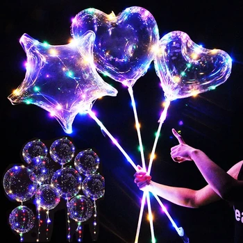 LED süttib Bobo Õhupallid 20-Tolline Värviline Helendav Selge Bubble Täispuhutav Õhupallid Pulm Jõulud Sünnipäeva Decor