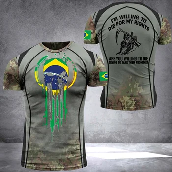 2022 Vintage Brasiilia Meeste T-Särgid 3D-Prinditud Lipp Veteranid Brasiilia Särk O-Kaeluse jaoks Liiga Streetwear Lühikeste Varrukatega Camo Tops