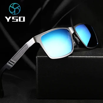 YSO Alumiinium Meg Päikeseprillid Meestele Luksus Brändi Polariseeritud UV400 Kaitse Prillid Sõidu-Sinine Objektiiv Päikeseprillid Meestele 6560