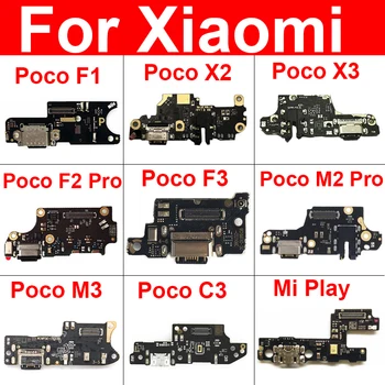 USB Chargng Dock Port-Ühenduspesa Juhatuse Flex Kaabel Mikrofon Xiaomi Mi Poco F1 F2 Pro Poco X3 X2 C3 Mi Mängida Parandus Osad