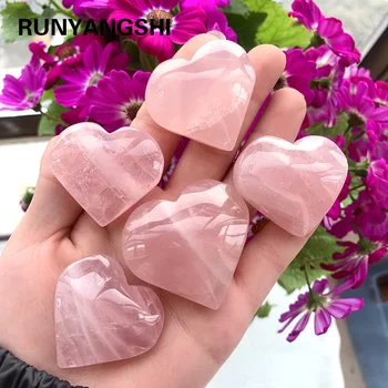 Runyangshi Naturaalne Roosa Kvarts Süda Terve Crystal Kvaliteet Gem Dekoratiivsed Kaunistused Energia Kingitus