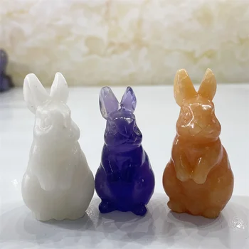 5.5 cm 1tk Looduslik Kristall Rabbite Nikerdamist Tuba Teenetemärgi Tervendav Crystal Loomade Figuriin Reiki Nikerdatud Kivid