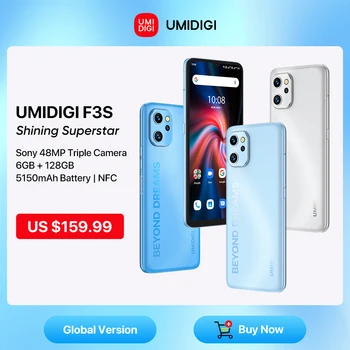 UMIDIGI F3S Nutitelefoni Android 11 Ülemaailmne Versioon Unisoc T610 6GB 128GB 6.7
