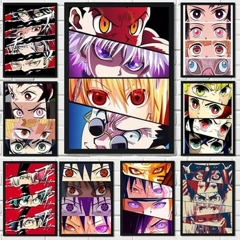 Anime Lõuend Joonis Silmad Hd Trükitud Kodu Kaunistamiseks Demon Slayer Maali Poster Seina Art Pilt Magamistuba Modulaarne Raamita