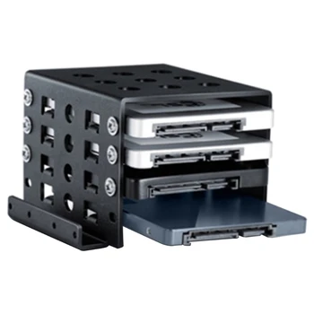 Kõvaketta raam alumiiniumisulamist Hard drive Bay 4-Kihi 2.5-Inch HDD/SSD Šassii bracket riiul Must