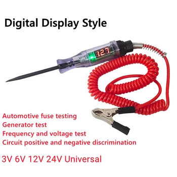 6V 12V 24V DC Auto Veoauto Pinge Circuit Tester Digitaalne näidik Pikk Sond Pen Lamp Auto Diagnostika Tööriistad Auto Remont