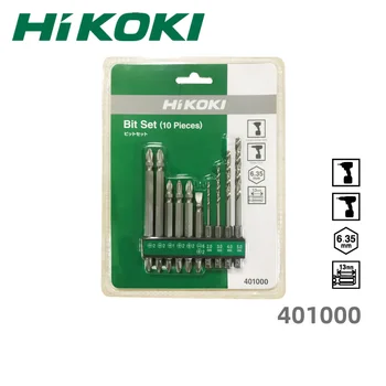 HiKOKI 6.35 mm Kuusnurkne Varre Terasest Twist Drill Bit S2 Bit Komplekt (10TK) 401000