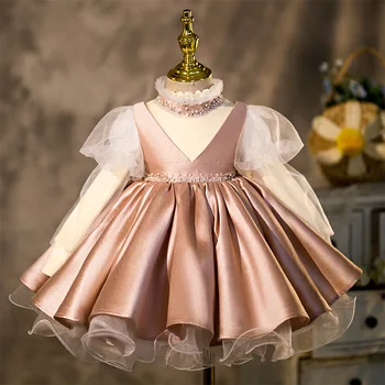 Tüdrukud esimest sünnipäeva kleit 1-12 sünnipäeva ülikond beebi Lolita princess kleit kohev kleit sünnipäeva kingitus pool kleit
