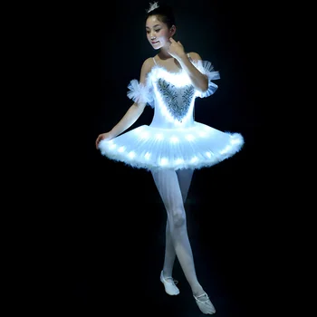 Professionaalne Ballett hästi tihe võrgu sarnane kangas LED Luikede järv Täiskasvanute Ballett Tantsu Riided Tutu Seelik Naiste Ballerina Kleit eest Partei