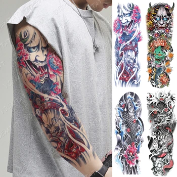 Suur Arm Varruka Tätoveering Jaapani Prajna Karpkala Dragon Veekindel Ajutine Tatto Kleebis Jumal Body Art Täielik Võlts Tätoveering Naised Mehed