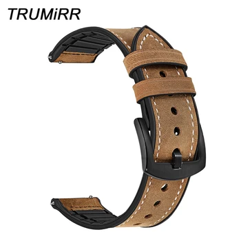 TRUMiRR Ehtne Nahk & silikoonkummist Bänd Samsung Galaxy Vaata 46 mm / Watch3 45mm / Käik S3 Watchband Pannal Terasest Rihm