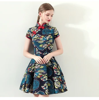 Cheongsam Lühike Hiina seelik Parandatud Kaasaegse Cheongsam kleit Mood Retro Fishtail Kleit Tüdruk Kleit Hiina Cheongsam qipao