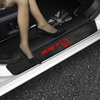 4tk Auto Carbon Fiber Kleebis Auto Ukse Lävepakk Kaitsmega Dodge Challenger SRT Deemon Scat Pack Laadija Embleem Auto Tarvikud