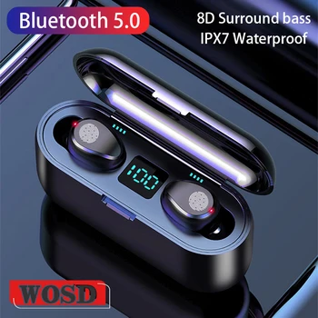 Uus TWS Traadita Bluetooth-5.0 Kõrvaklappide Stereo Sport Veekindel Earhook Kõrvaklapid Mikrofoniga 3000mAh Aku Kast
