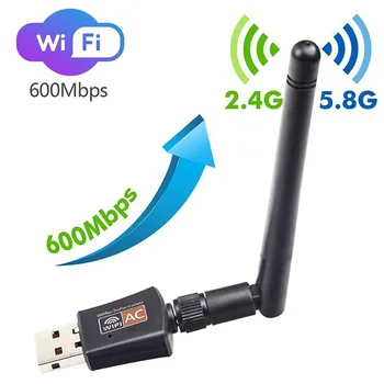 USB2.0 600Mbps Mini Wifi Adapter USB-5.8 GHz (2,4 GHz Vastuvõtja Traadita Võrgu Kaart Lan Wi-Fi Suure Kiirusega Antenn
