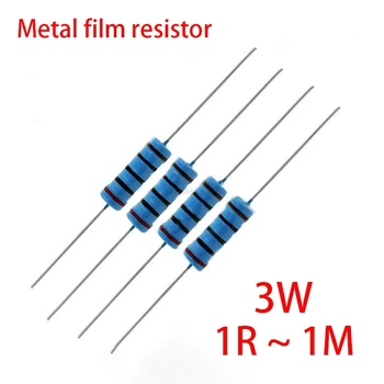 20pcs 3W Metal film resistor 1% 1R ~ 1M 1R 4.7 R 10R 22R 33R 47R 1K 4.7 K 10K 100K 1 4.7 10 22 33 47 4K7 oomi takistus