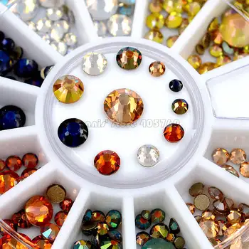 Mix Suurused 6 Värvi Multi-värviline Flatback Kuld Alumine Ring Tahku Küünte Diamond Nail Art Glitter Kive Teenetemärgi Ratta CF