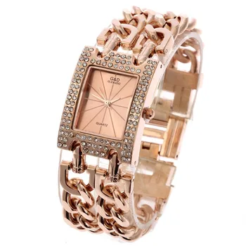 G&D Ladies Diamond Watch Kvarts Ristküliku Valimise Käevõru Kell Relogio Feminino Luksus Rhinestone Naiste Kell Horloges Vrouwen