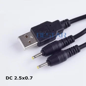 Must 1 in 2 out DC pistik-USB A-dual double 2 SM 2,5 mm x 0.7 mm 2.5x0.7mm Barrel Jack maksustamise õigus Kaabel 1m 2A