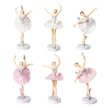 6 Tükki Ballerina Kääbus Figuriin balletitantsija Koogikarpides Torukübar DIY Kook Teenetemärgi Sünnipäeva Decor Tarvikud