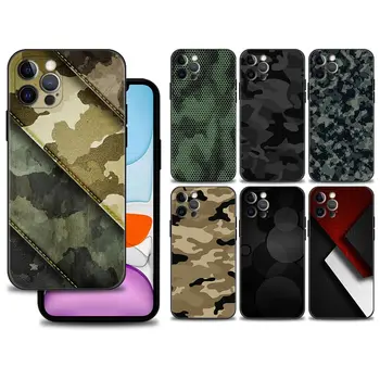 Case For iPhone 14 13 12 11 Pro Max 12Mini XS-XR-X 8 7 6s 6 Pluss Capa Must Kest Kamuflaaž Mustriga Camo Sõjalise Armee