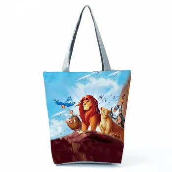 Lion King Trükitud Käekott Disney Naiste Õlakott, Mood Eco Korduvkasutatav Ostukott Suure Mahutavusega Beach Kott Cartoon Tassima