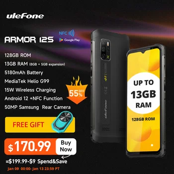 Ulefone Armor 12S Karm Nutitelefoni Helio G99 4G Mobiil Telefonid, Android 12 NFC 50MP 5180mAh 8GB+128GB Veekindel globaalne versioon