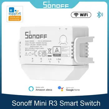 SONOFF MINIR3 16A, Wifi, Bluetooth Smart Switch S-MATE Nr Neutraalne Liin EWeLink pult Töötab Alexa Google ' i Kodu Alice